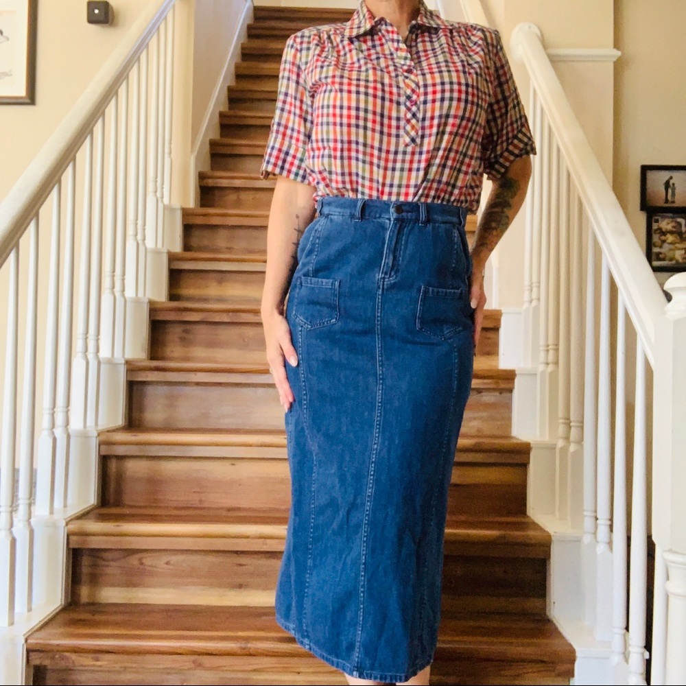 Orvis Denim Straight Midi Jean Skirt Sz 4